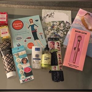 Gift Set includes Card + Envelope and Bag includes Book, Headbands, Skincare etc